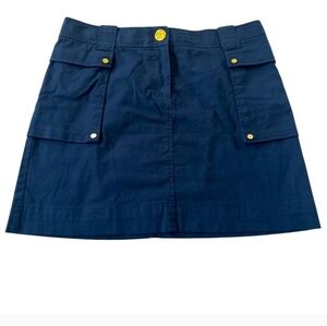 Tory Burch Navy Blue Skirt with Gold Button Accents